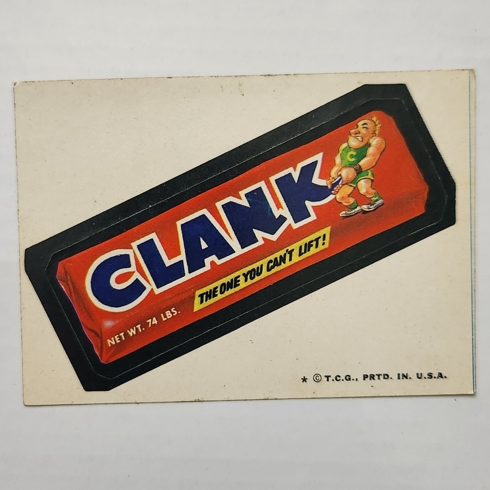 🏋 Vintage 1973 Wacky Packages Sticker - "Clank"  Candy Clark Bark Trading Card✨ - Picture 9 of 14